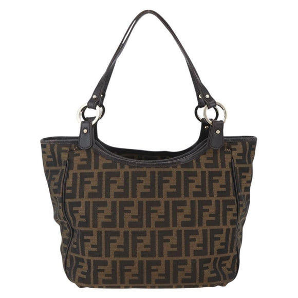 FENDI Zucca Canvas Tote Bag Black Brown Auth ka1849