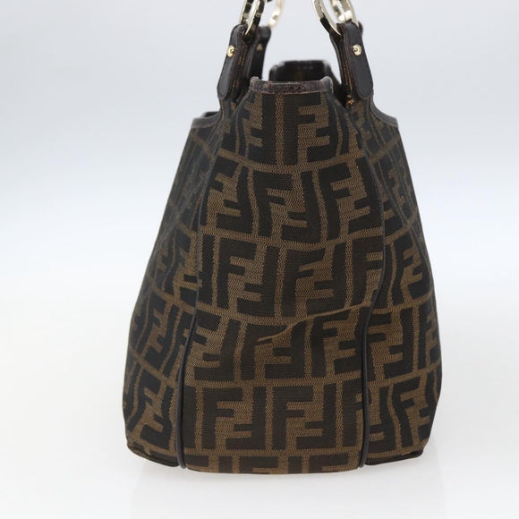 FENDI Zucca Canvas Tote Bag Black Brown Auth ka1849