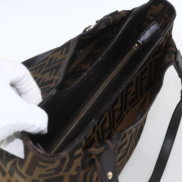FENDI Zucca Canvas Tote Bag Black Brown Auth ka1849