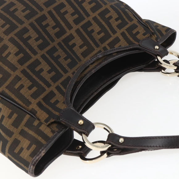 FENDI Zucca Canvas Tote Bag Black Brown Auth ka1849