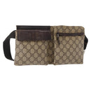 GUCCI GG Supreme Waist bag PVC Beige Silver 28566 Auth ka185-1