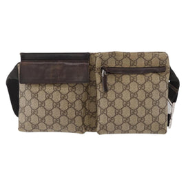 GUCCI GG Supreme Waist bag PVC Beige Silver 28566 Auth ka185 - 0