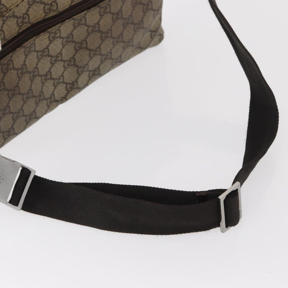 GUCCI GG Supreme Waist bag PVC Beige Silver 28566 Auth ka185