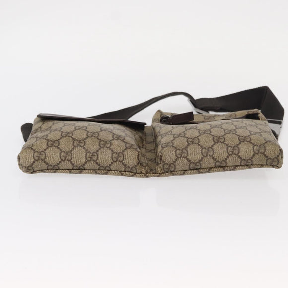 GUCCI GG Supreme Waist bag PVC Beige Silver 28566 Auth ka185