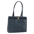Salvatore Ferragamo Vala Tote Bag Leather Blue Gold Auth ka1850-1