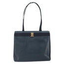 Salvatore Ferragamo Vala Tote Bag Leather Blue Gold Auth ka1850-2