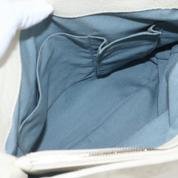 Salvatore Ferragamo Hand Bag Leather White Gold Auth ka1856