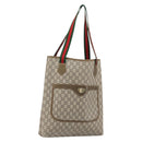 GUCCI GG Plus Supreme Web Sherry Line Tote Bag PVC Beige Gold Auth ka1861-1