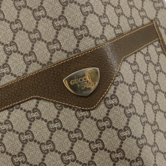GUCCI GG Plus Supreme Web Sherry Line Tote Bag PVC Beige Gold Auth ka1861