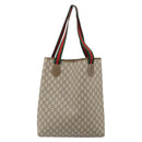 GUCCI GG Plus Supreme Web Sherry Line Tote Bag PVC Beige Gold Auth ka1861-2