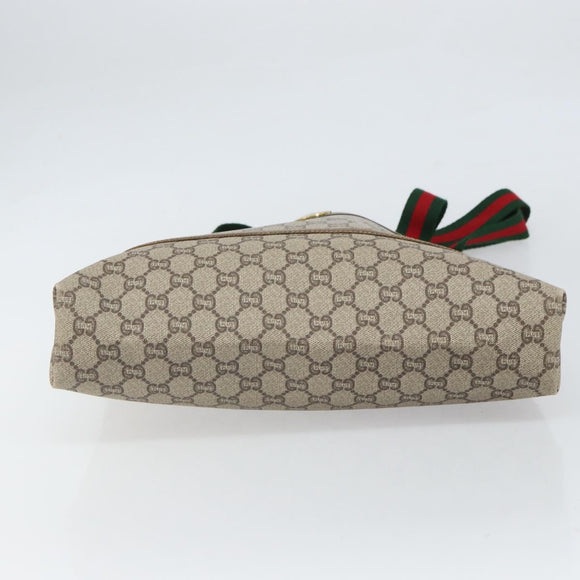 GUCCI GG Plus Supreme Web Sherry Line Tote Bag PVC Beige Gold Auth ka1861
