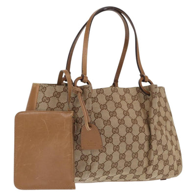 GUCCI GG Canvas Tote Bag Beige 94898 Auth ka1862