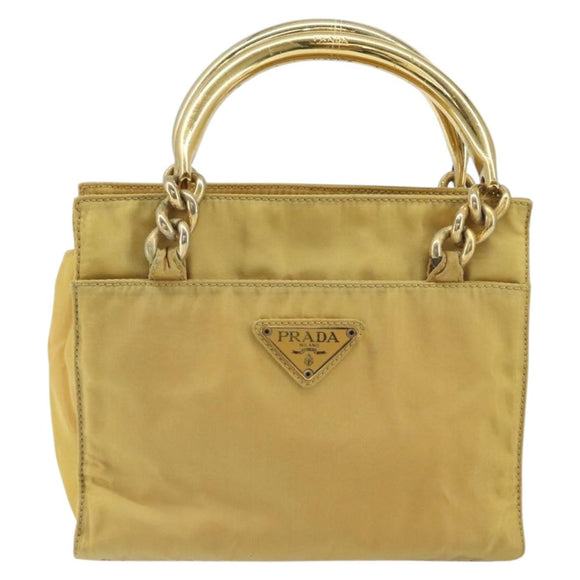 PRADA Hand Bag Nylon Yellow Gold Auth ka1864