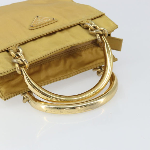 PRADA Hand Bag Nylon Yellow Gold Auth ka1864