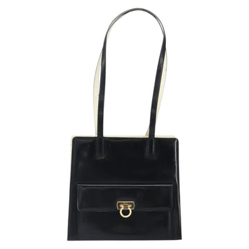 Salvatore Ferragamo Gancini Tote Bag Patent leather Black Gold Auth ka1865 - 0