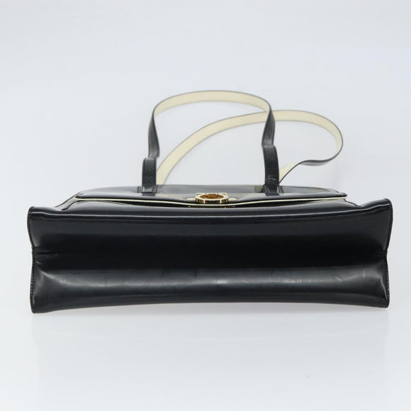 Salvatore Ferragamo Gancini Tote Bag Patent leather Black Gold Auth ka1865