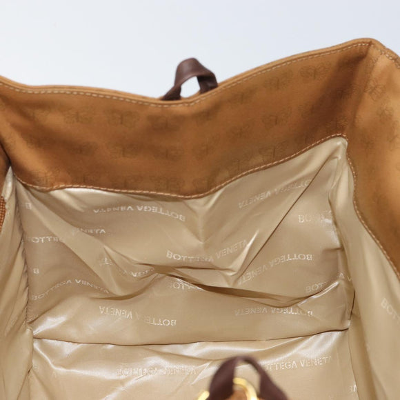 BOTTEGA VENETA Hand Bag Canvas Brown Gold Auth ka1866