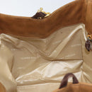 BOTTEGA VENETA Hand Bag Canvas Brown Gold Auth ka1866-18