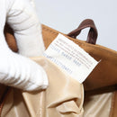 BOTTEGA VENETA Hand Bag Canvas Brown Gold Auth ka1866-12