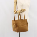 BOTTEGA VENETA Hand Bag Canvas Brown Gold Auth ka1866-20