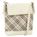 BURBERRY Nova Check Shoulder Bag Canvas Leather Beige Silver Auth ka1870-1