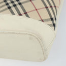 BURBERRY Nova Check Shoulder Bag Canvas Leather Beige Silver Auth ka1870-12