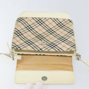 BURBERRY Nova Check Shoulder Bag Canvas Leather Beige Silver Auth ka1870-16