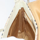 BURBERRY Nova Check Shoulder Bag Canvas Leather Beige Silver Auth ka1870-20