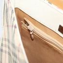 BURBERRY Nova Check Shoulder Bag Canvas Leather Beige Silver Auth ka1870-21