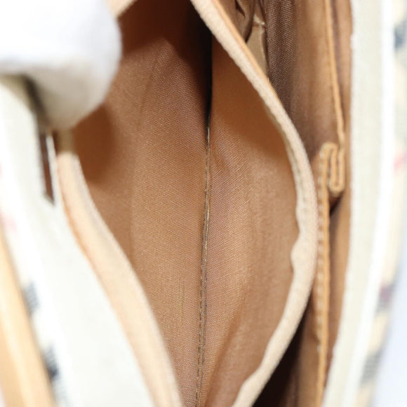 BURBERRY Nova Check Shoulder Bag Canvas Leather Beige Silver Auth ka1870