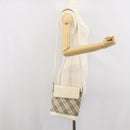 BURBERRY Nova Check Shoulder Bag Canvas Leather Beige Silver Auth ka1870-23