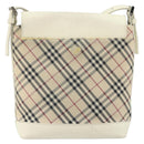 BURBERRY Nova Check Shoulder Bag Canvas Leather Beige Silver Auth ka1870-3