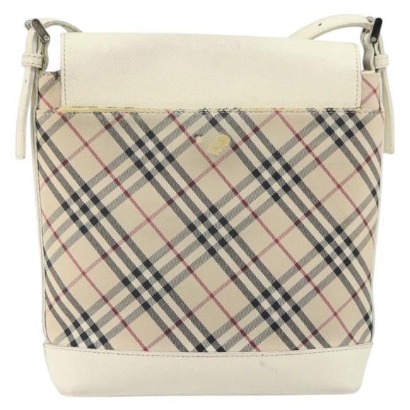 BURBERRY Nova Check Shoulder Bag Canvas Leather Beige Silver Auth ka1870