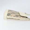 BURBERRY Nova Check Shoulder Bag Canvas Leather Beige Silver Auth ka1870-4