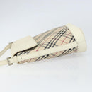 BURBERRY Nova Check Shoulder Bag Canvas Leather Beige Silver Auth ka1870-5