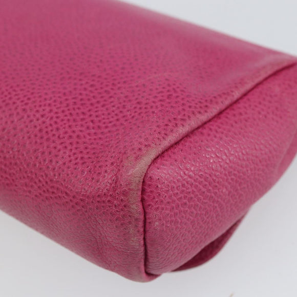CHANEL Pouch Caviar Skin Pink Gold CC Auth ka1871