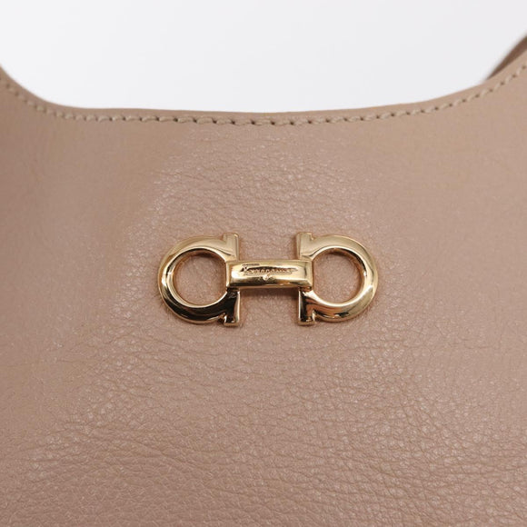 Salvatore Ferragamo Gancini Hand Bag Leather Pink Gold Auth ka1877V