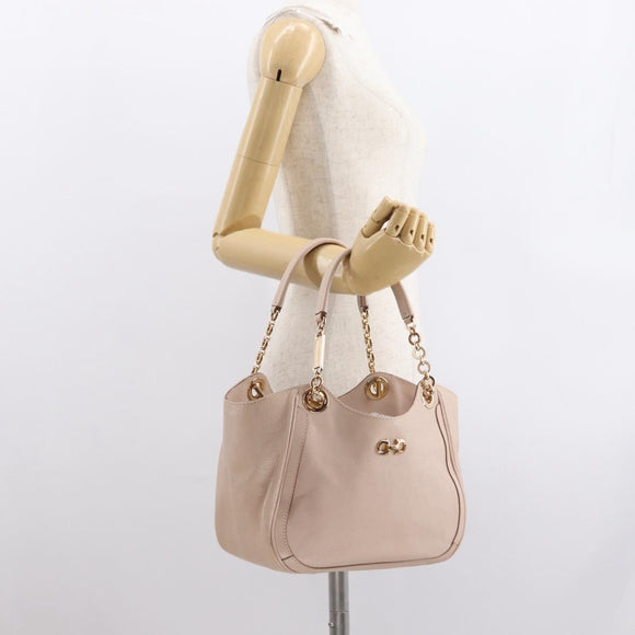 Salvatore Ferragamo Gancini Hand Bag Leather Pink Gold Auth ka1877V