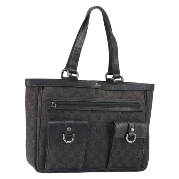 GUCCI GG Canvas Hand Bag Black Silver 268639 Auth ka1878
