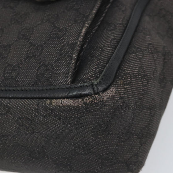 GUCCI GG Canvas Hand Bag Black Silver 268639 Auth ka1878
