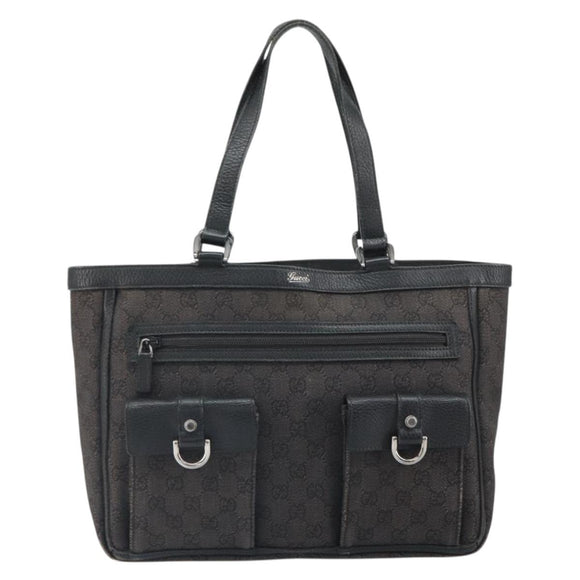 GUCCI GG Canvas Hand Bag Black Silver 268639 Auth ka1878
