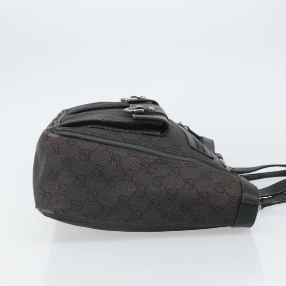 GUCCI GG Canvas Hand Bag Black Silver 268639 Auth ka1878