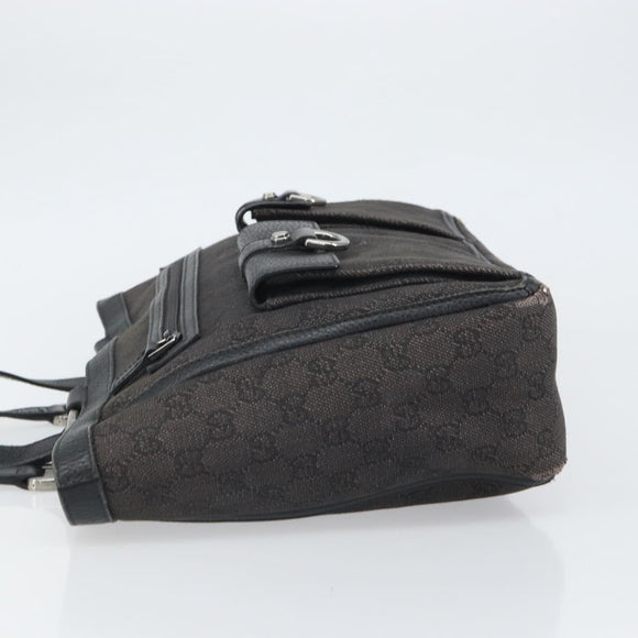 GUCCI GG Canvas Hand Bag Black Silver 268639 Auth ka1878