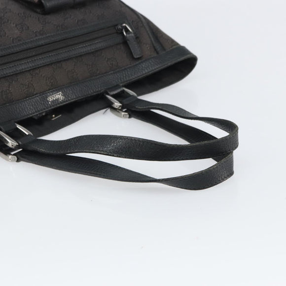 GUCCI GG Canvas Hand Bag Black Silver 268639 Auth ka1878