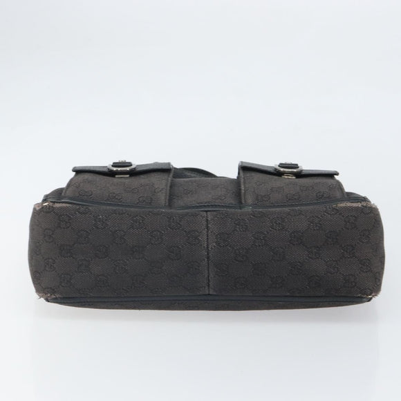 GUCCI GG Canvas Hand Bag Black Silver 268639 Auth ka1878