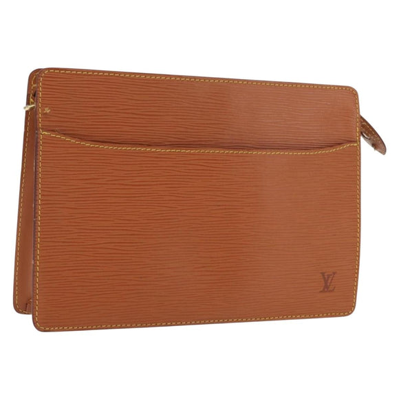 LOUIS VUITTON Epi Pochette Homme Bag Brown Zipangu Gold M52528 LV Auth ka1883
