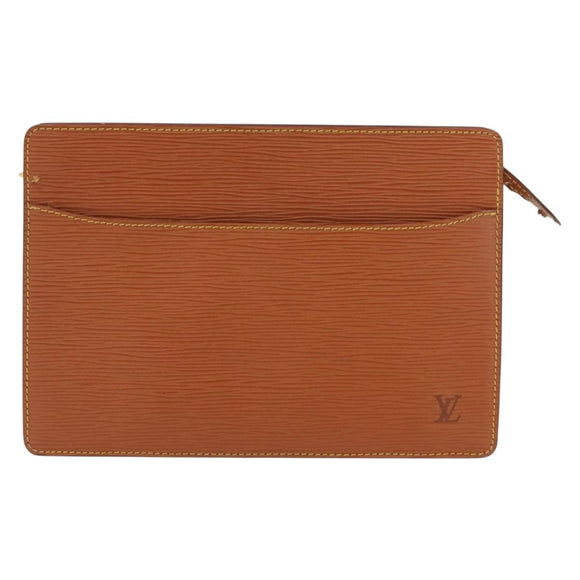 LOUIS VUITTON Epi Pochette Homme Bag Brown Zipangu Gold M52528 LV Auth ka1883