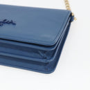 PRADA Chain Wallet Shoulder Bag Leather Blue Gold Auth ka1886V-8