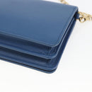 PRADA Chain Wallet Shoulder Bag Leather Blue Gold Auth ka1886V-16