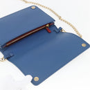 PRADA Chain Wallet Shoulder Bag Leather Blue Gold Auth ka1886V-9